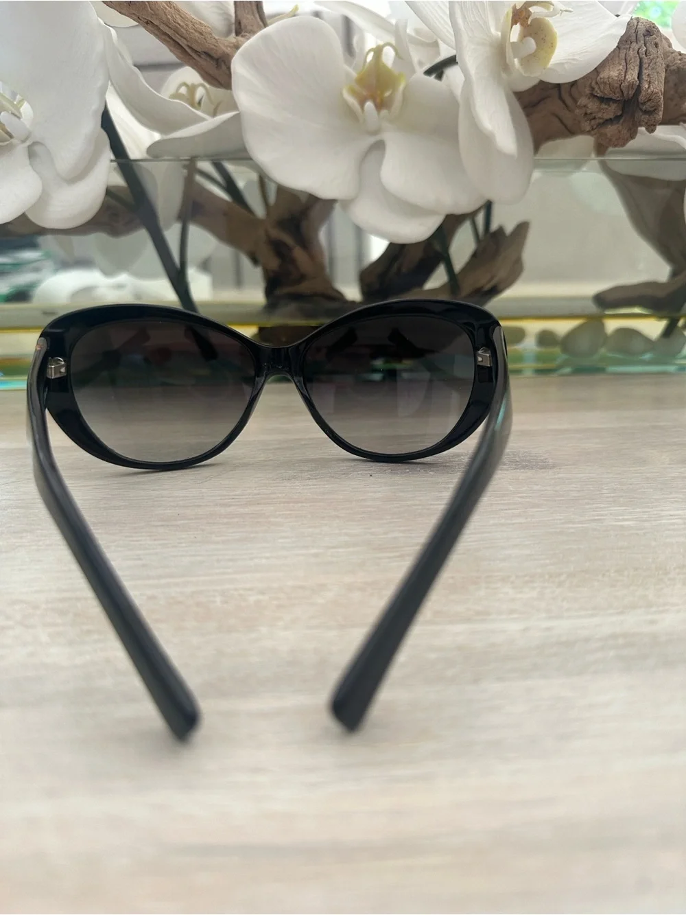 Tory Burch Black Oversized Sunglasses with Orange Case
